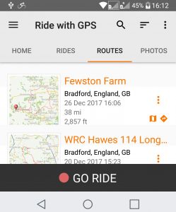 RidewithGPS smartphone cycling app