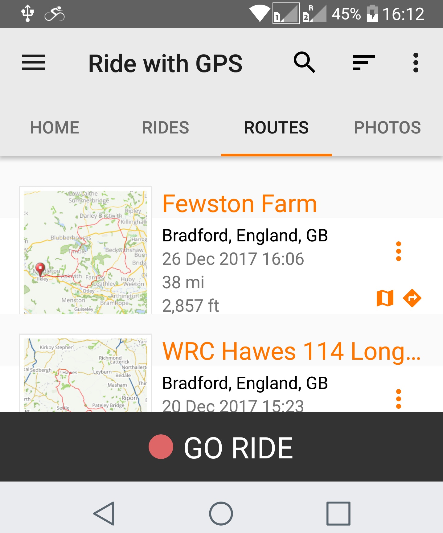 cycling app tracking and navigation on the road